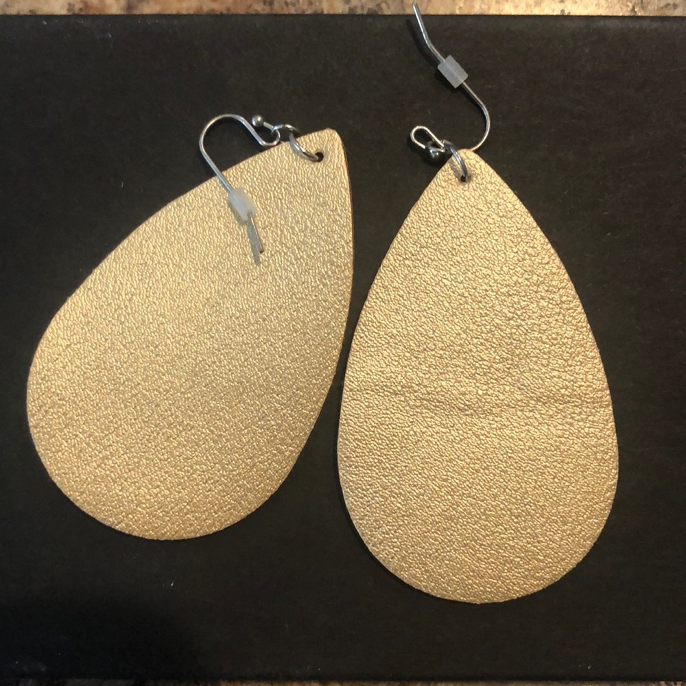 Gold leather earrings